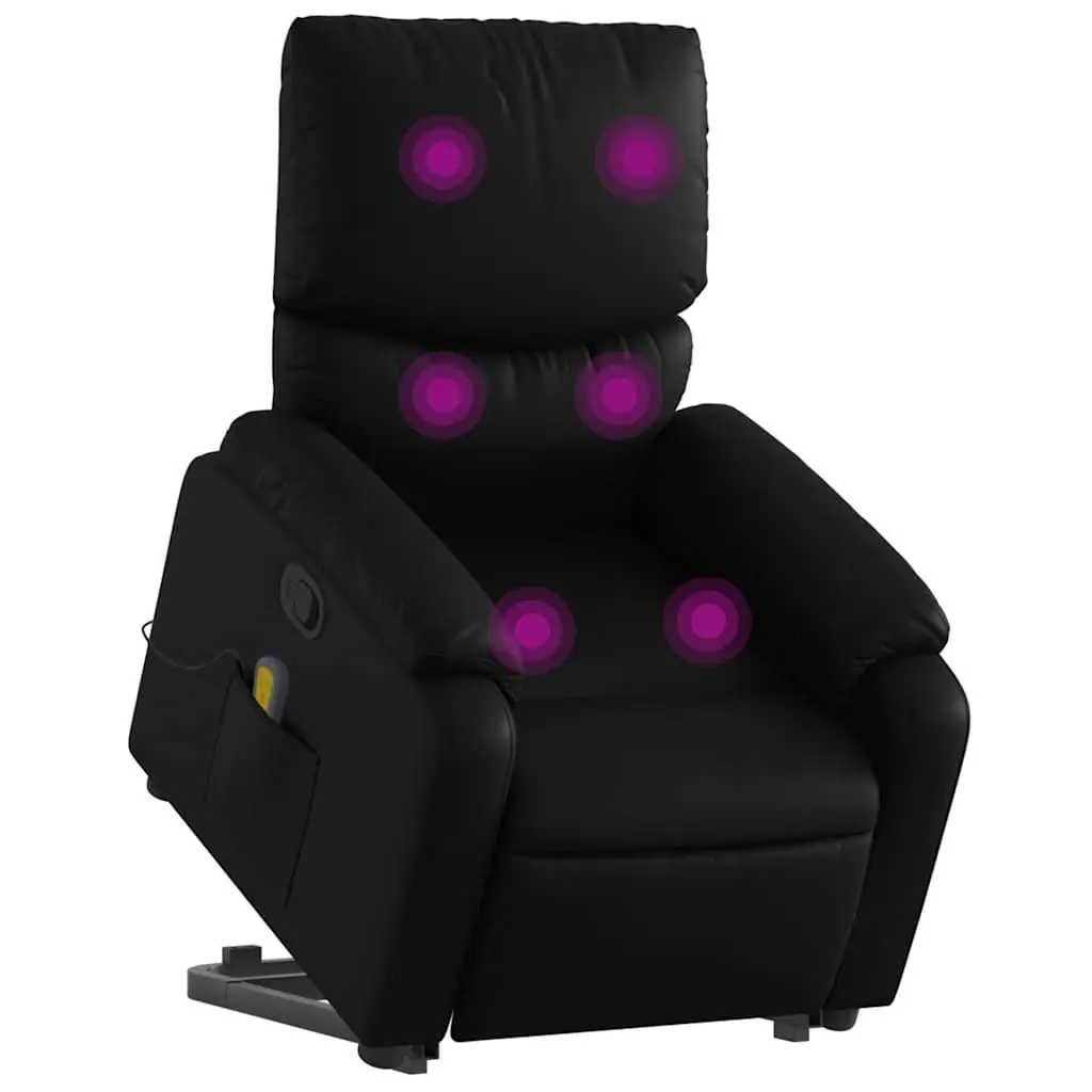 Electric Massage Recliner Chair Black Faux Leather Power Lift Stand Up Armchair