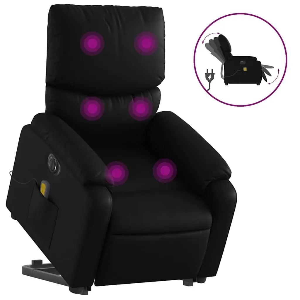 Electric Massage Recliner Chair Black Faux Leather Power Lift 135 Degrees