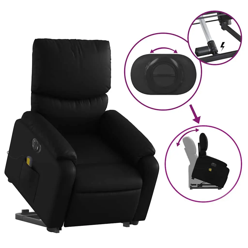 Electric Massage Recliner Chair Black Faux Leather Power Lift 135 Degrees