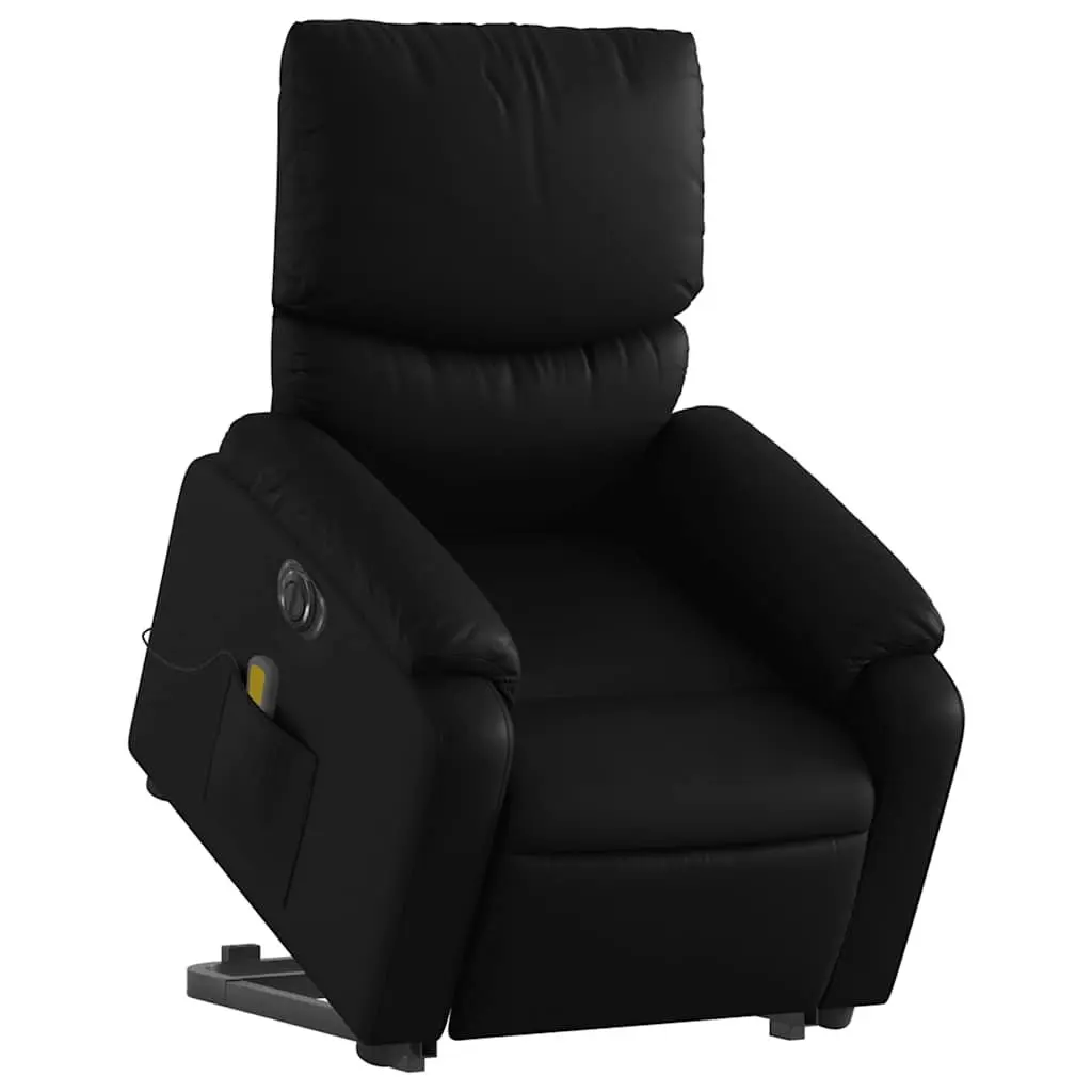 Electric Massage Recliner Chair Black Faux Leather Power Lift 135 Degrees