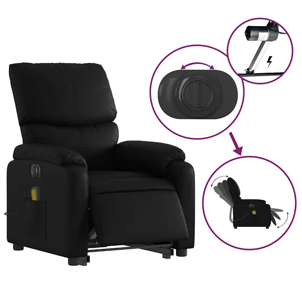 Electric Massage Recliner Chair Black Faux Leather Power Lift 135 Degrees