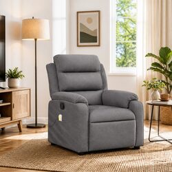 Grey Fabric Massage Recliner Chair with Footrest