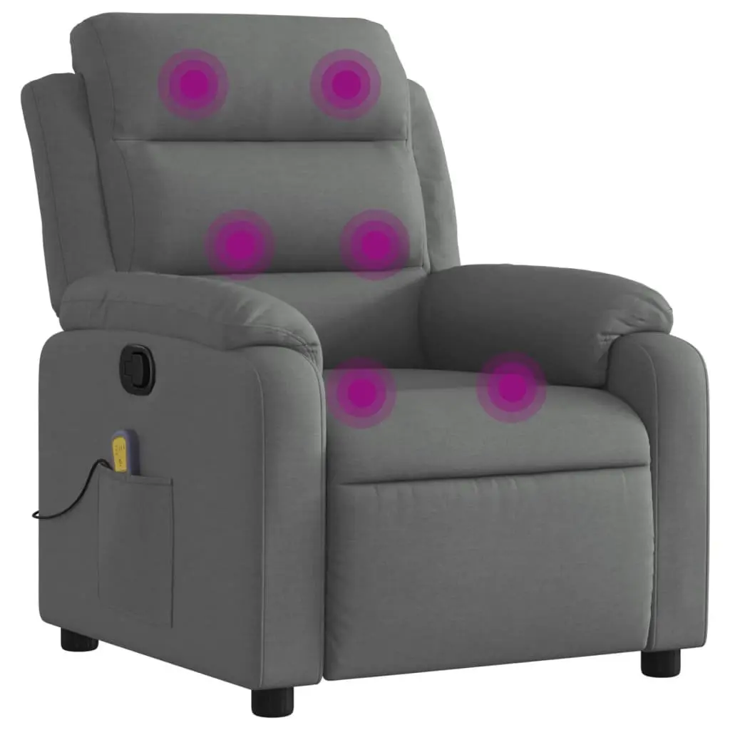 Grey Fabric Massage Recliner Chair with Footrest