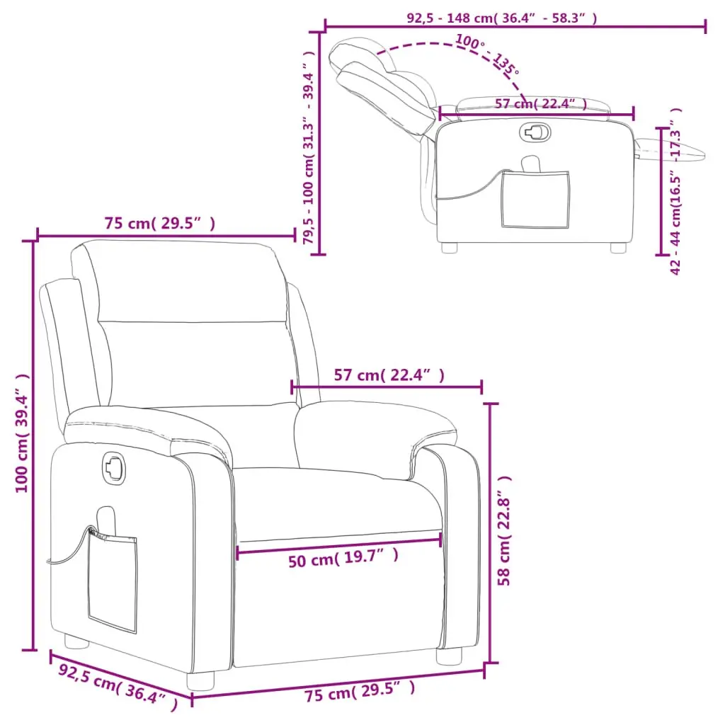 Grey Fabric Massage Recliner Chair with Footrest