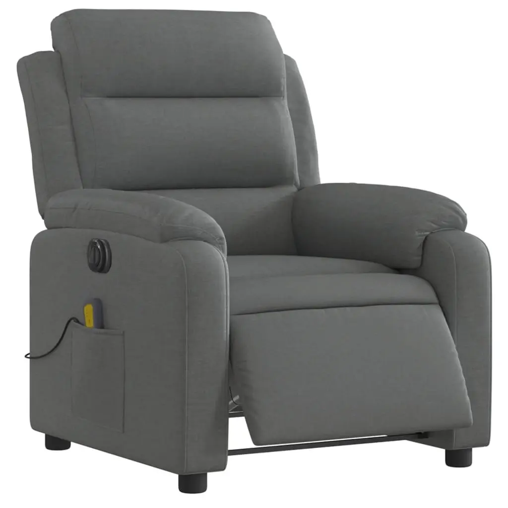 Electric Recliner Chair Grey Fabric Massage Armchair Adjustable Footrest 135 Degrees