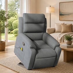 Grey Fabric Electric Lift Massage Recliner Chair