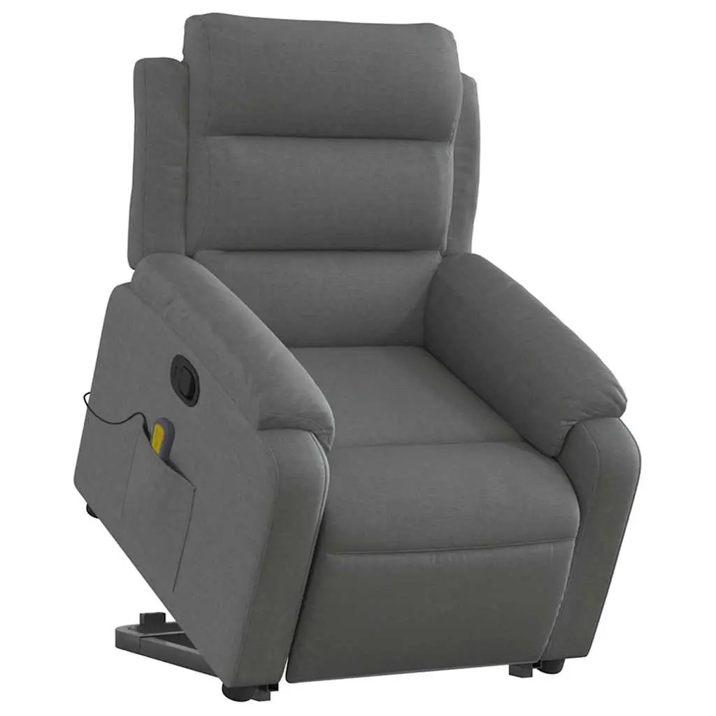 Electric Massage Recliner Chair Grey Fabric Power Lift Manual Reclining 135 Degrees 6 Point Vibration Massage