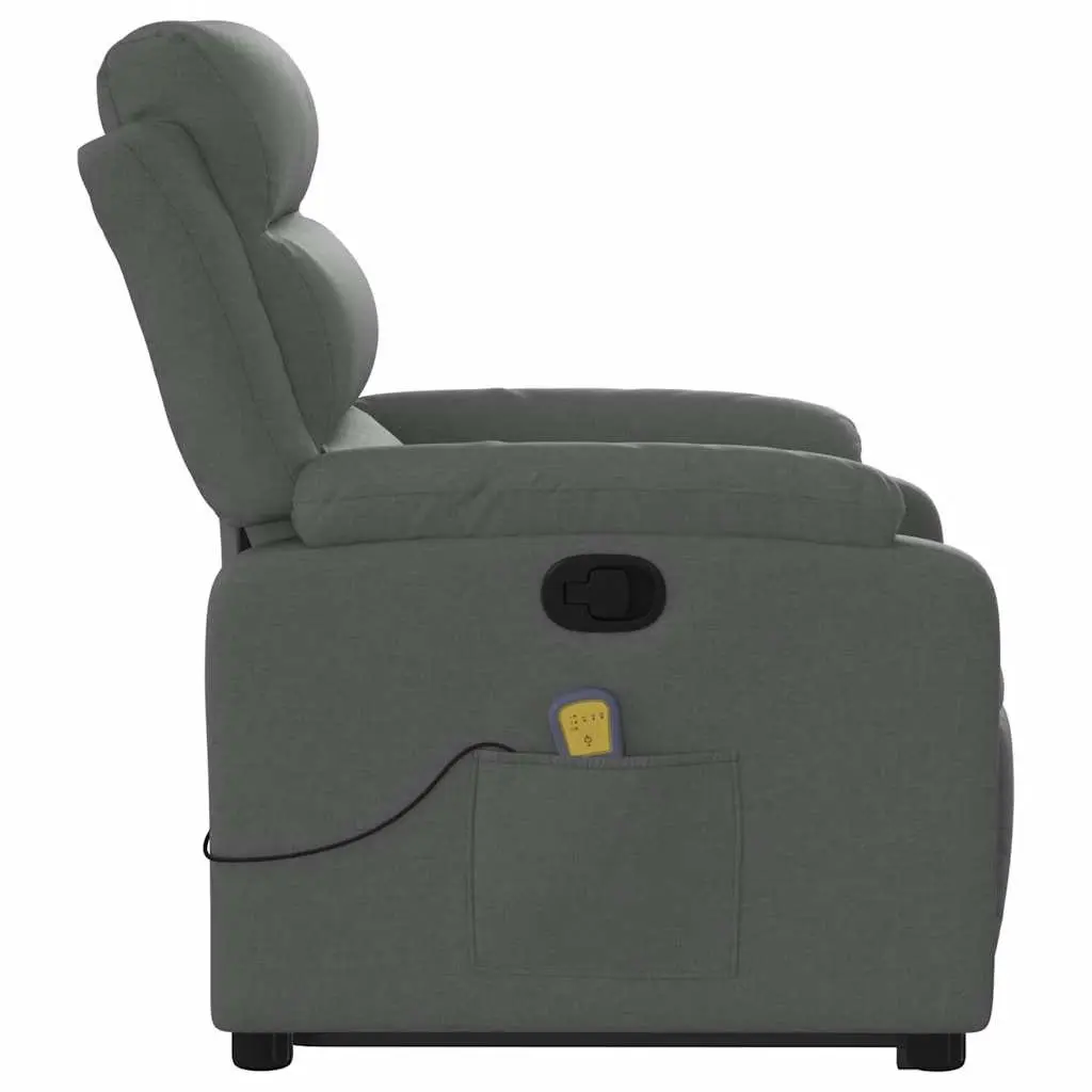 Electric Massage Recliner Chair Grey Fabric Power Lift Manual Reclining 135 Degrees 6 Point Vibration Massage