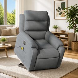 Grey Fabric Electric Lift Recline Massage Chair