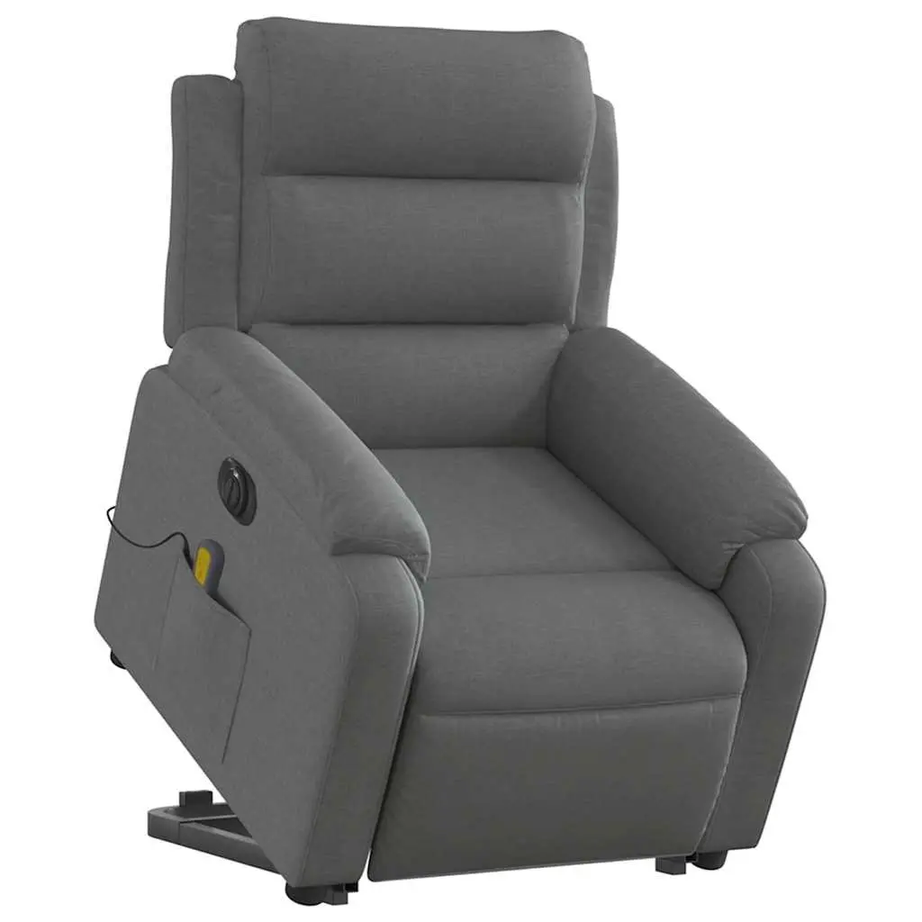 Electric Massage Chair Grey Fabric Stand Up Recliner Armchair