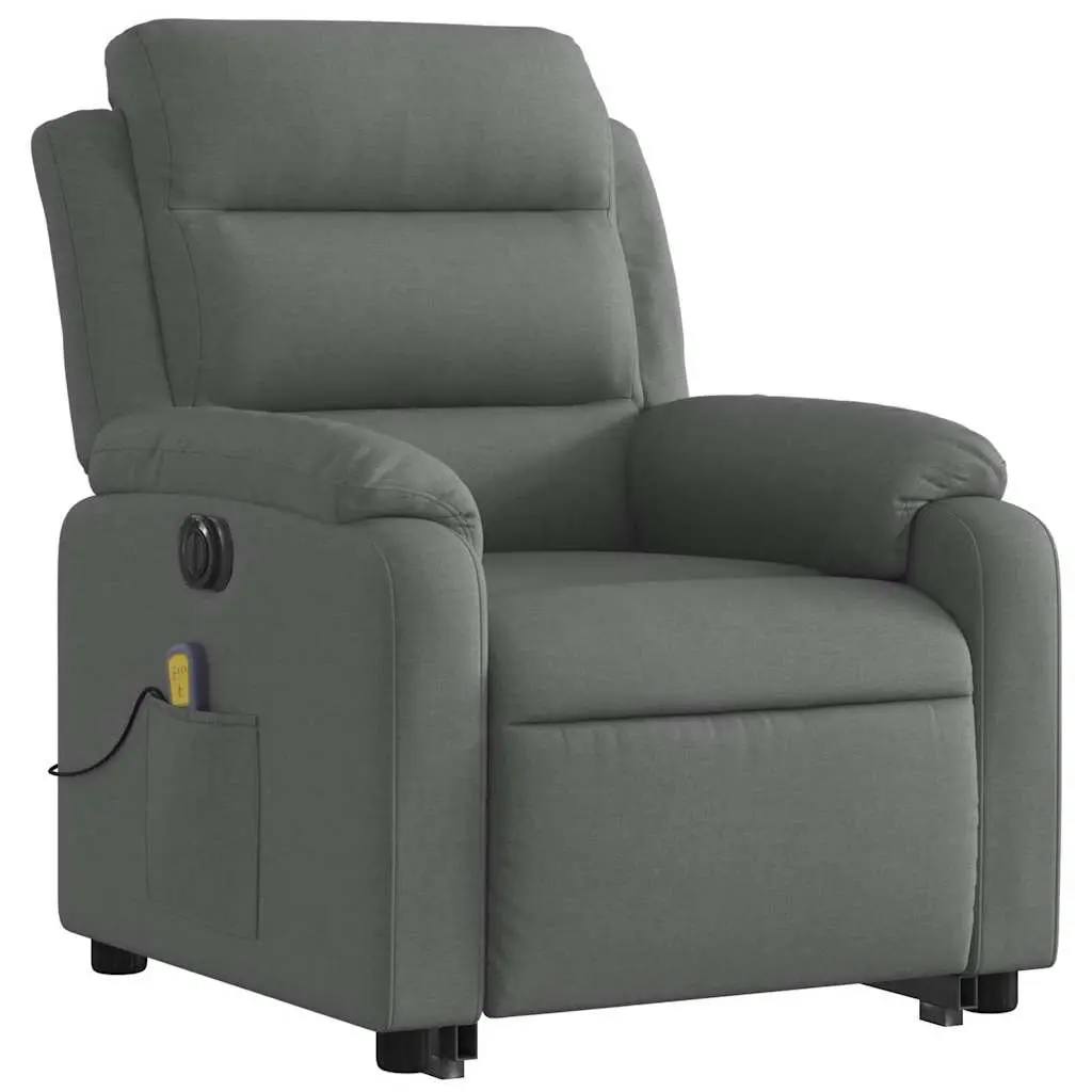 Electric Massage Chair Grey Fabric Stand Up Recliner Armchair