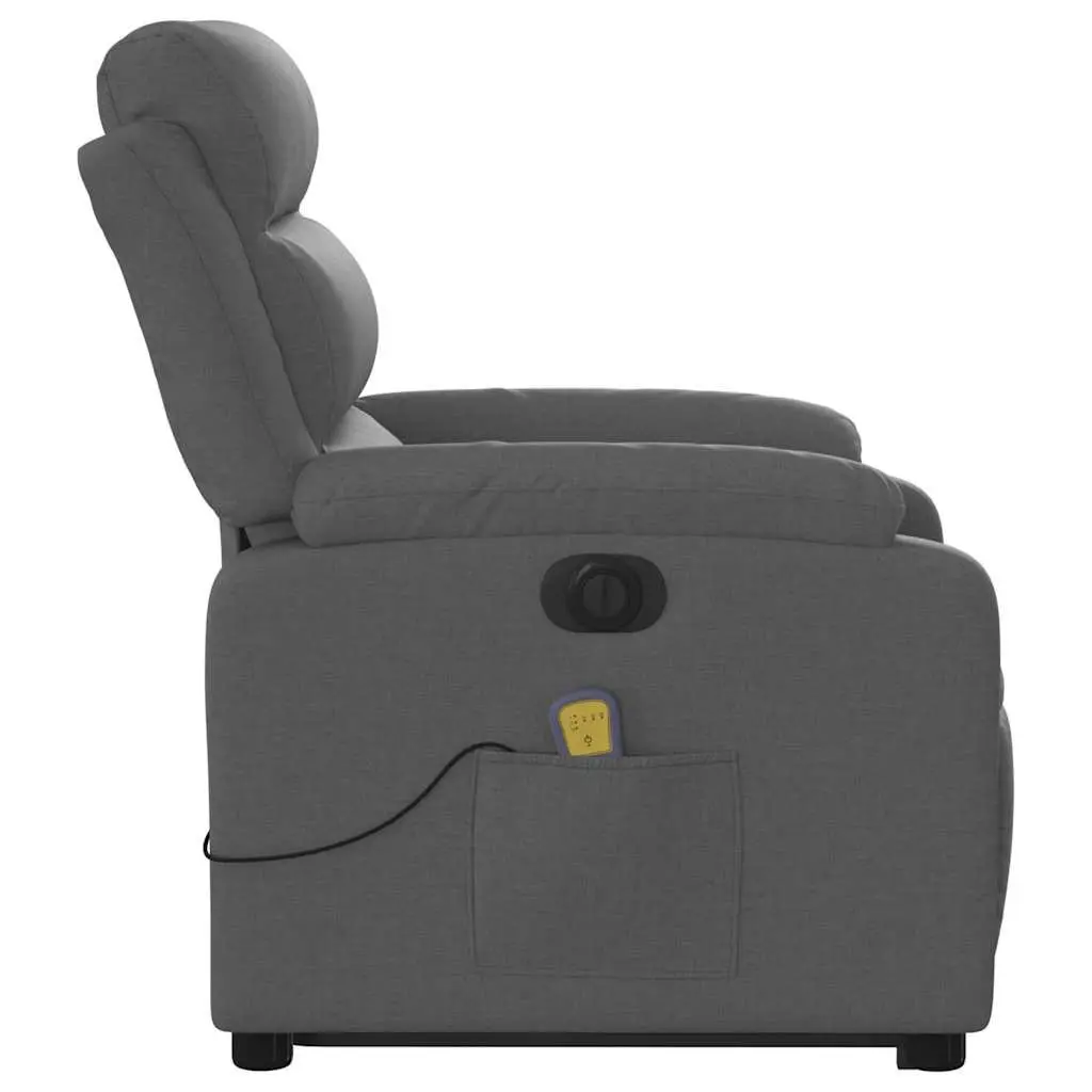 Electric Massage Chair Grey Fabric Stand Up Recliner Armchair
