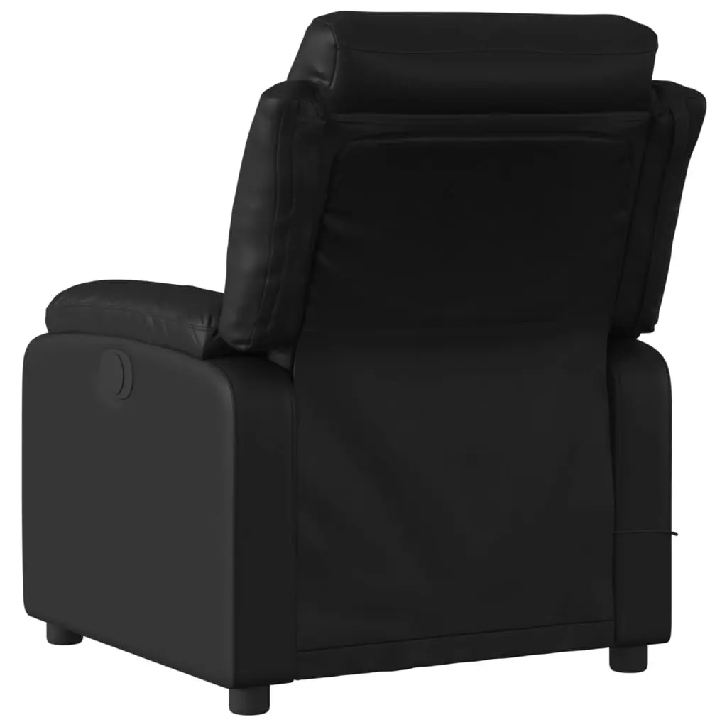 Massage Recliner Chair Black Faux Leather Manual Recline Vibration Armchair