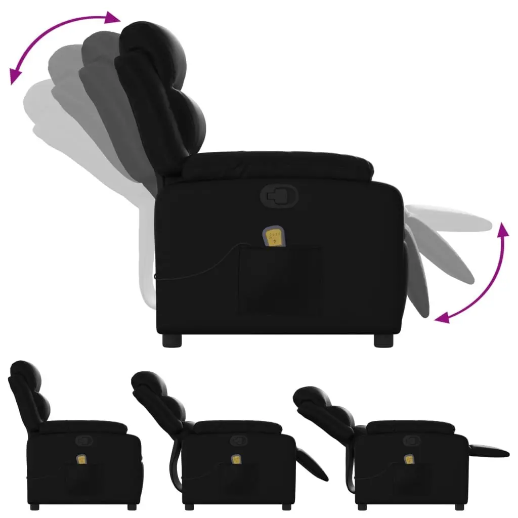 Massage Recliner Chair Black Faux Leather Manual Recline Vibration Armchair