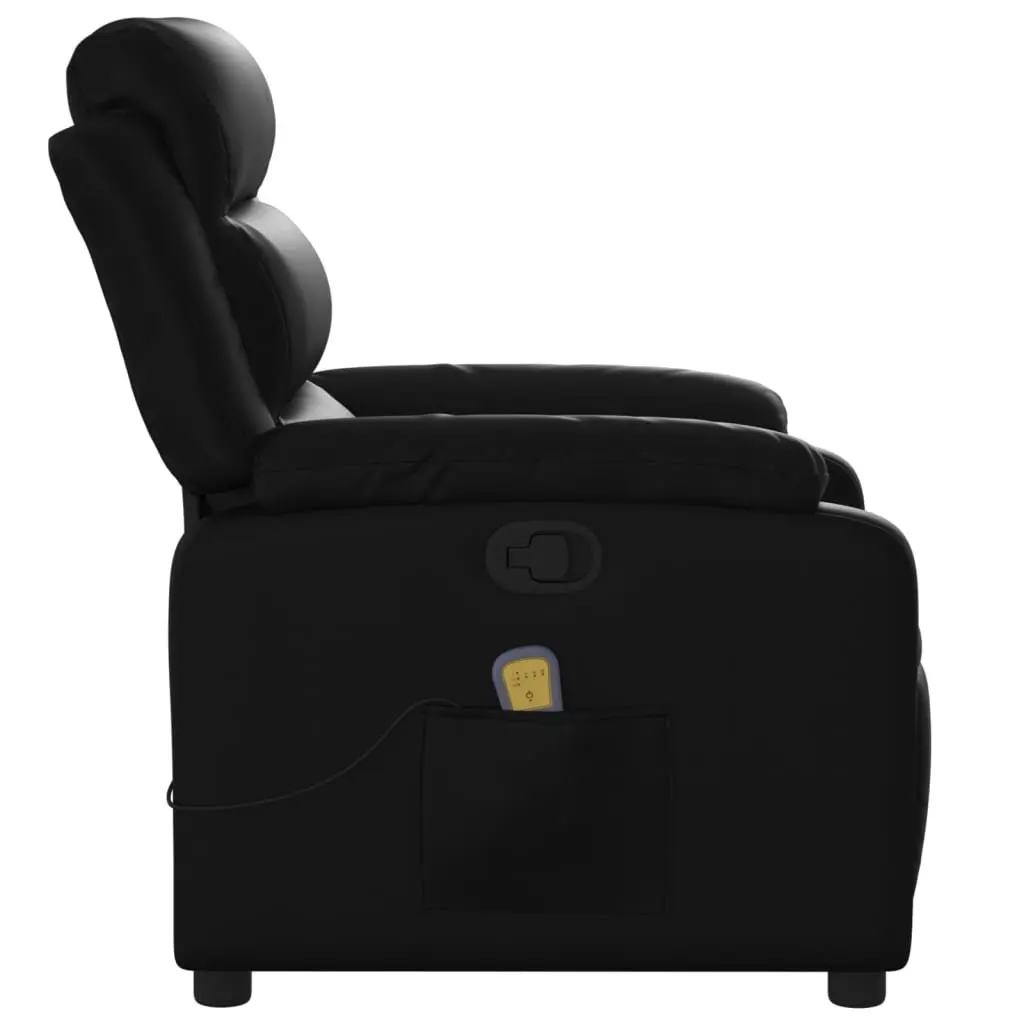 Massage Recliner Chair Black Faux Leather Manual Recline Vibration Armchair