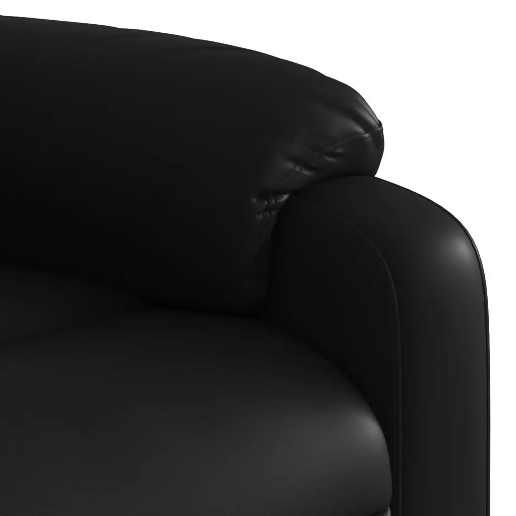 Massage Recliner Chair Black Faux Leather Manual Recline Vibration Armchair