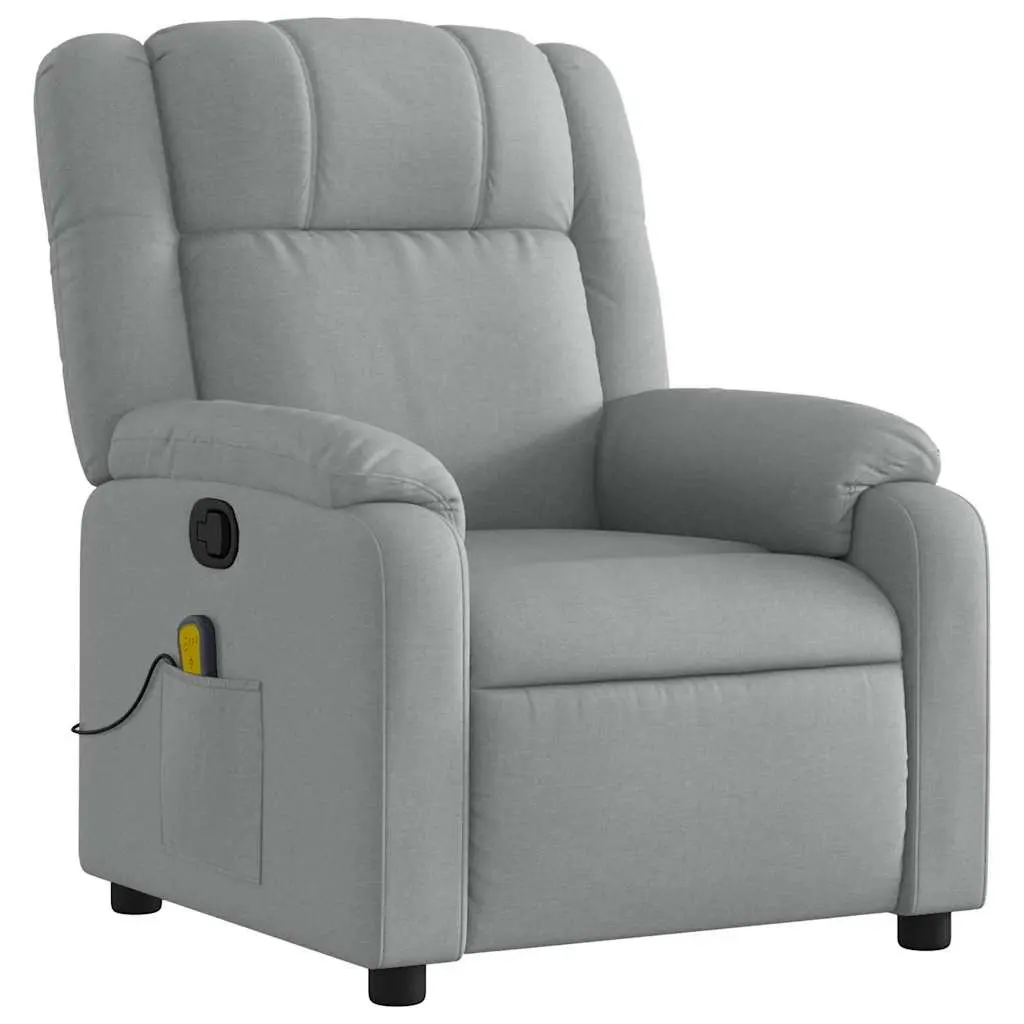 Massage Recliner Chair Grey Fabric Manual Recline Vibration Armchair