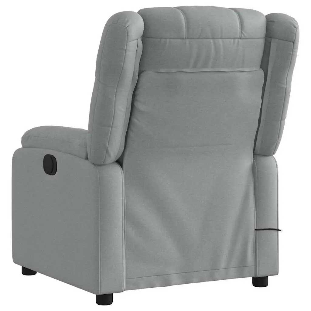 Massage Recliner Chair Grey Fabric Manual Recline Vibration Armchair