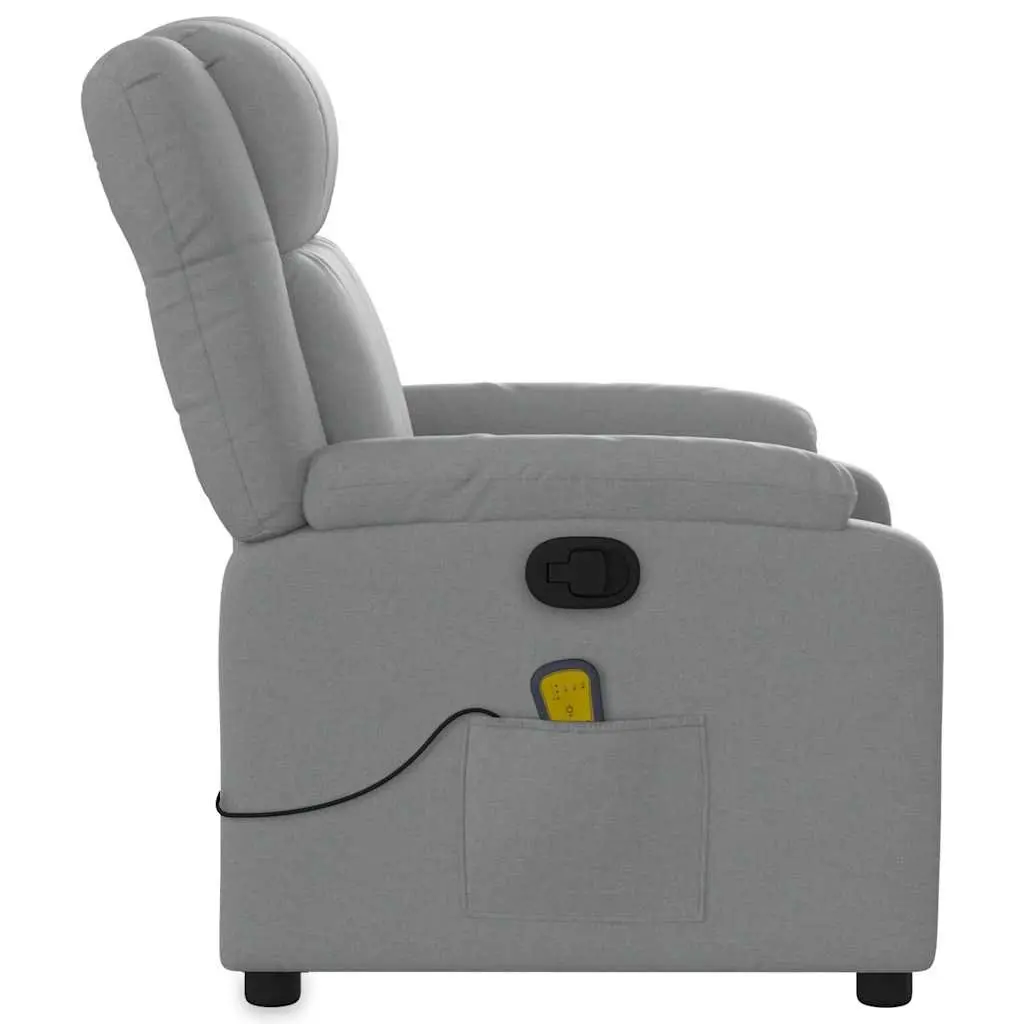 Massage Recliner Chair Grey Fabric Manual Recline Vibration Armchair