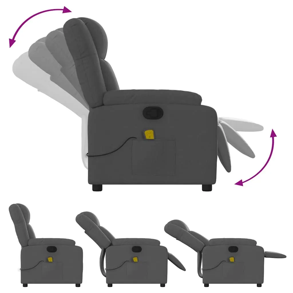 Massage Recliner Chair Grey Fabric Manual Reclining Armchair with Vibration Massage
