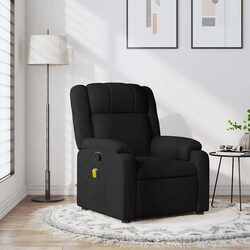 Massage Recliner Chair Black Fabric Manual Reclining Armchair with 6 Vibration