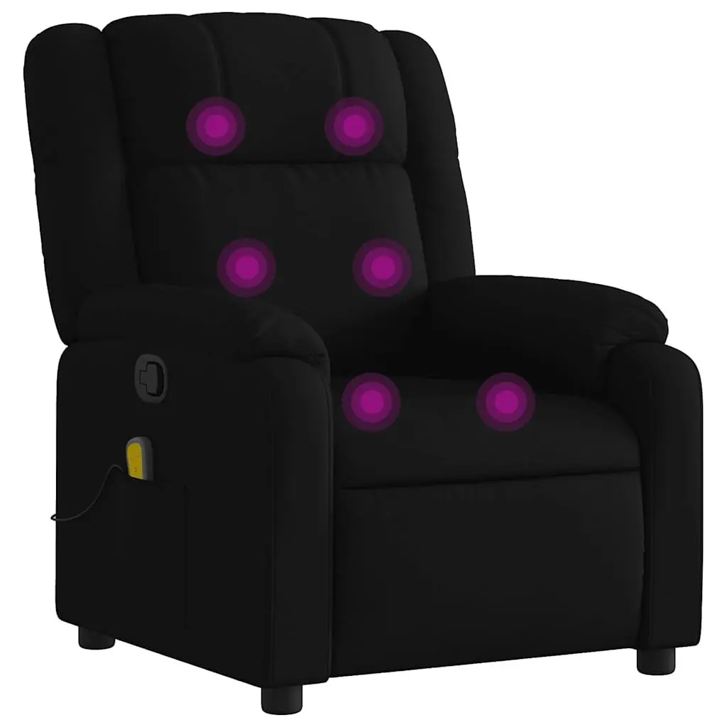 Massage Recliner Chair Black Fabric Manual Reclining Armchair 6 Vibration Points