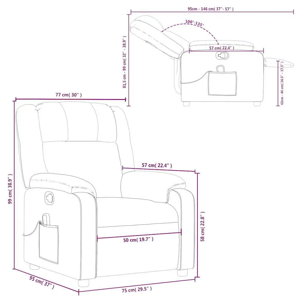 Massage Recliner Chair Black Fabric Manual Reclining Armchair 6 Vibration Points