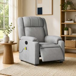 Grey Fabric Electric Massage Recliner Chair