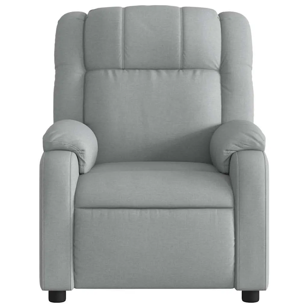 Electric Massage Recliner Chair Grey Fabric 135 Degrees Wood and Metal