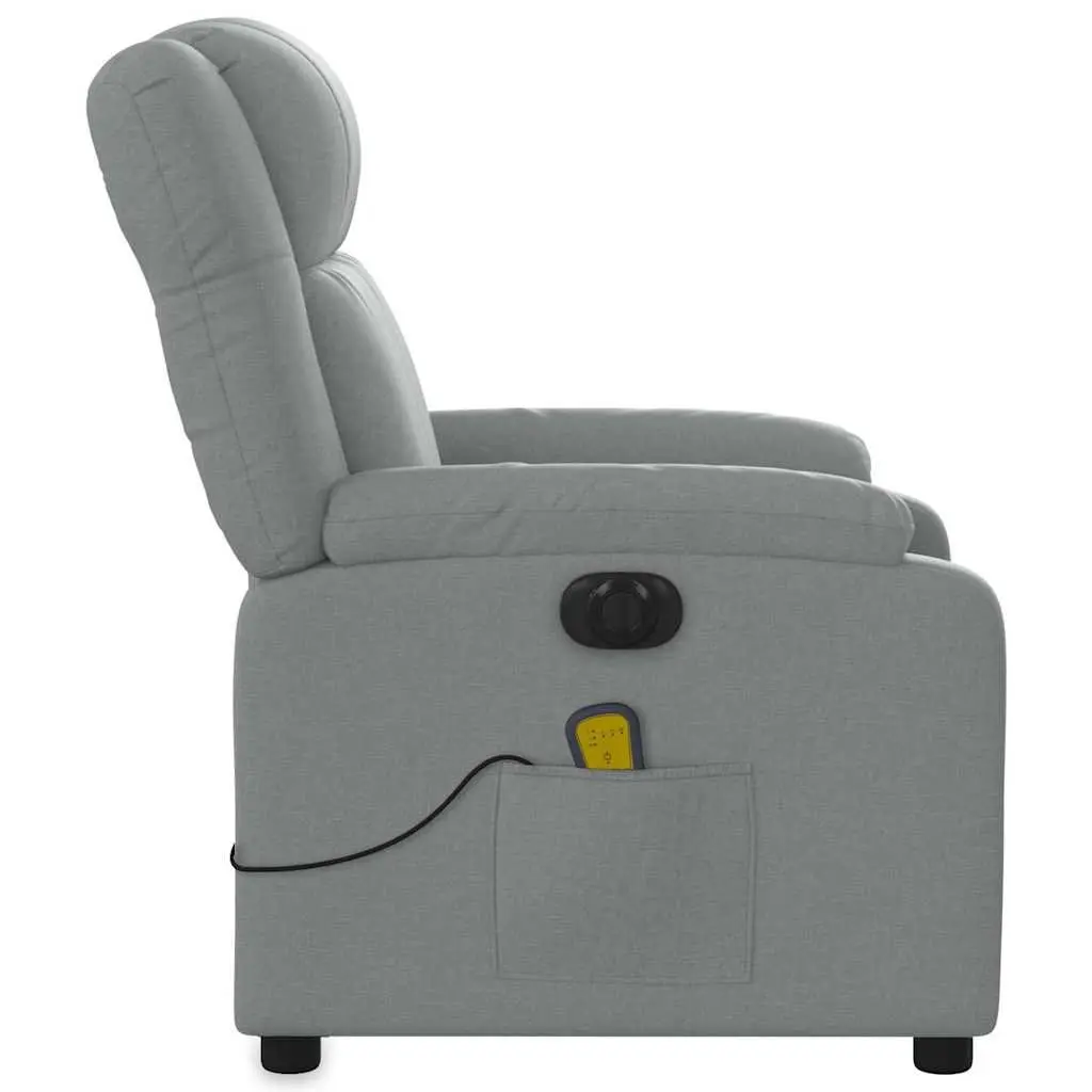 Electric Massage Recliner Chair Grey Fabric 135 Degrees Wood and Metal