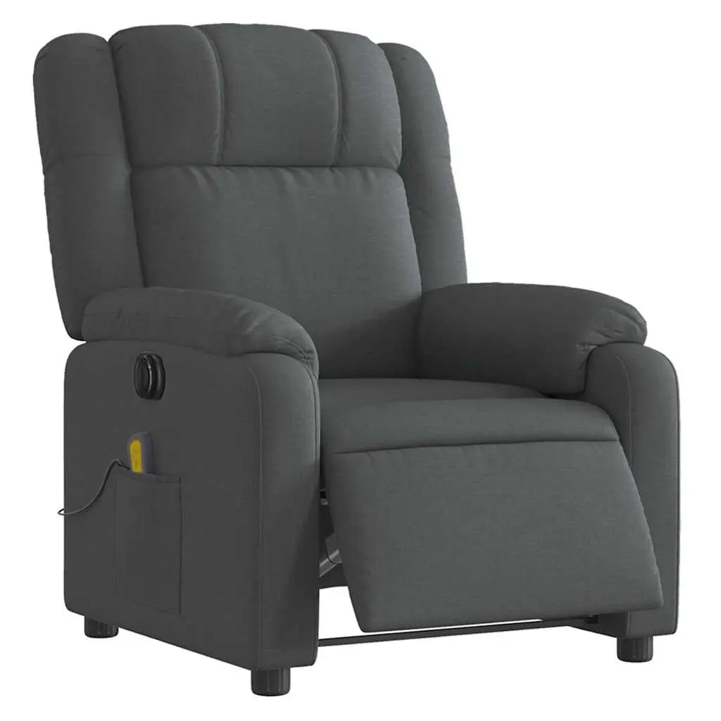 Electric Massage Recliner Chair Grey Fabric Adjustable Footrest