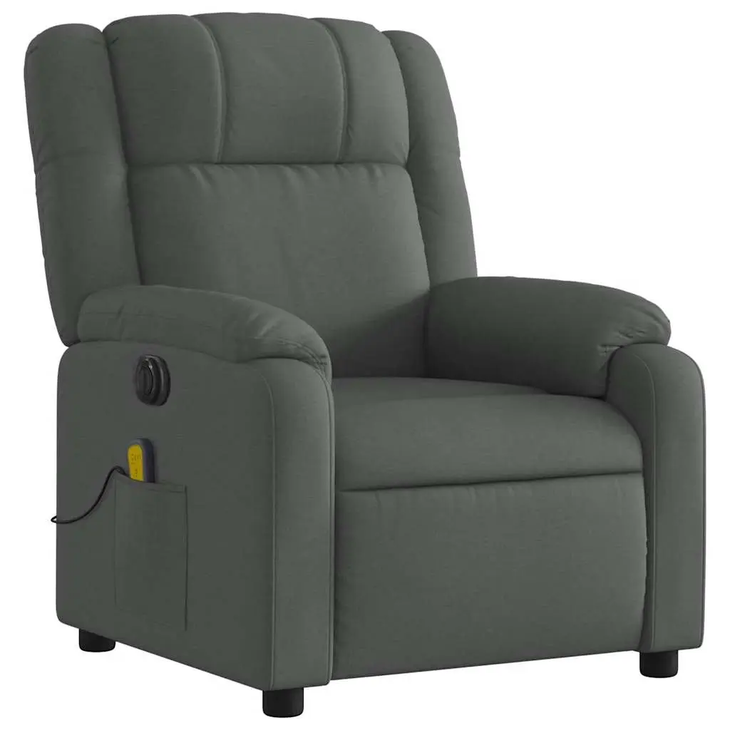 Electric Massage Recliner Chair Grey Fabric Adjustable Footrest