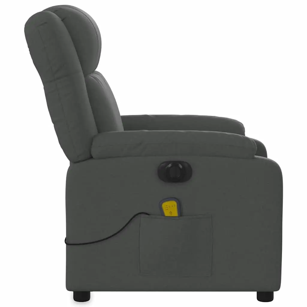 Electric Massage Recliner Chair Grey Fabric Adjustable Footrest