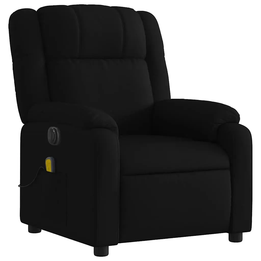 Electric Massage Recliner Chair Black Fabric Lounge Seat with Footrest