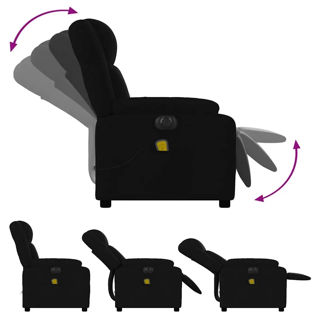 Electric Massage Recliner Chair Black Fabric Lounge Seat with Footrest