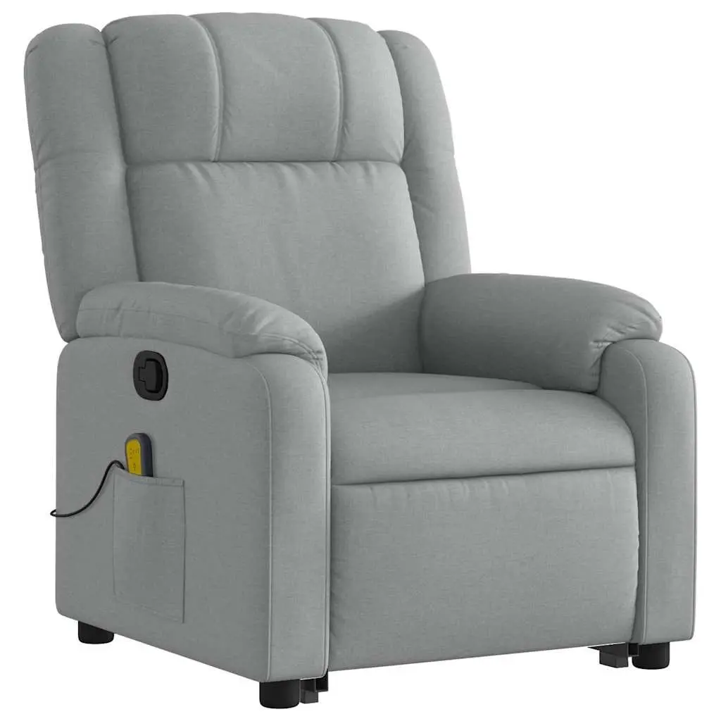 Stand Up Massage Recliner Chair with Power Lift Grey Fabric Armchair Elderly