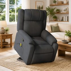 Electric Power Lift Massage Recliner Chair in Grey Fabric