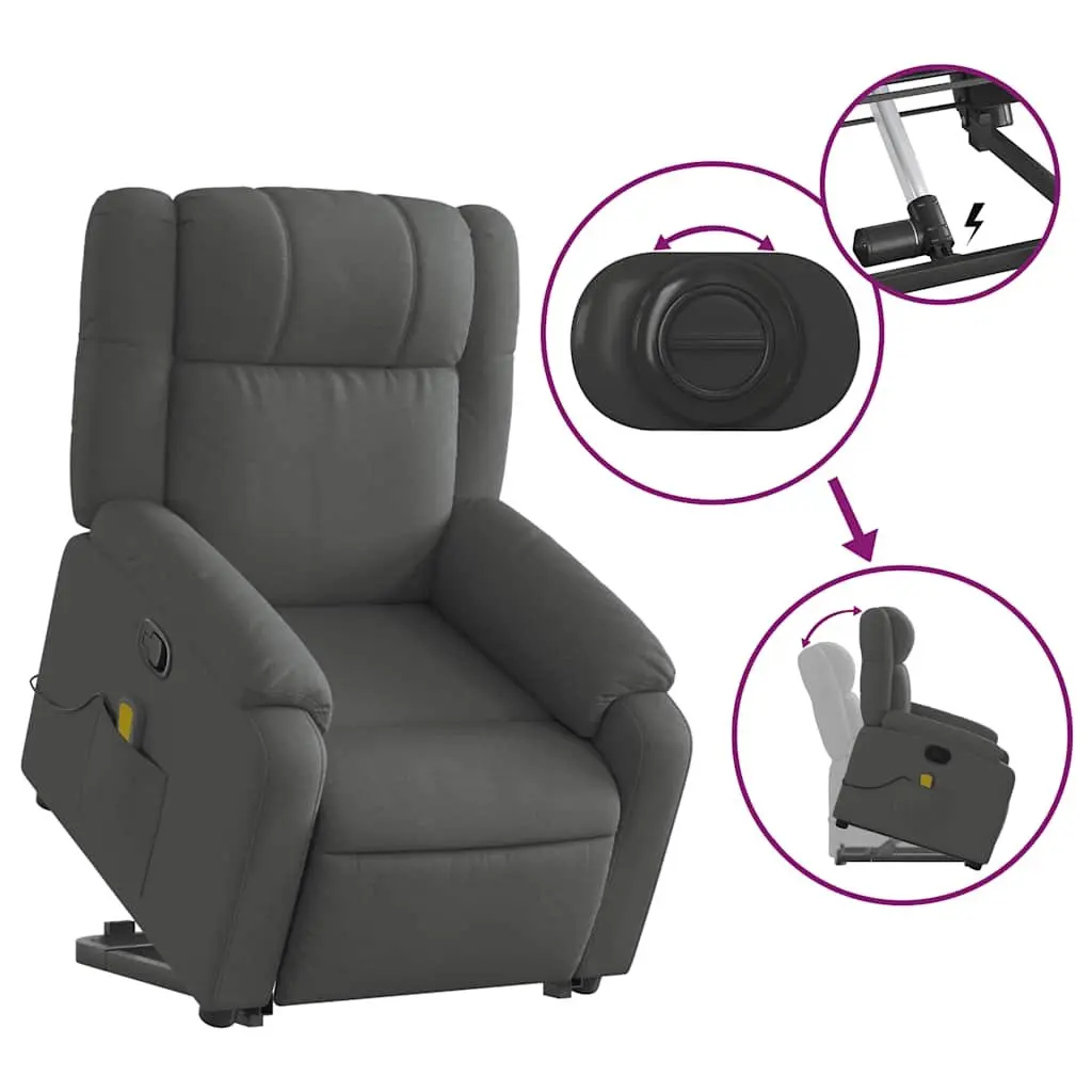 Massage Recliner Chair Electric Grey Fabric Power Lift 135 Degrees