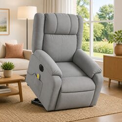 Grey Fabric Electric Lift Massage Recliner Chair
