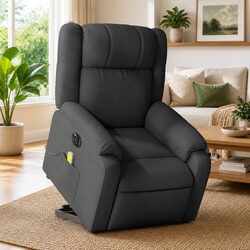 Grey Fabric Electric Massage Recliner Chair with Power Lift