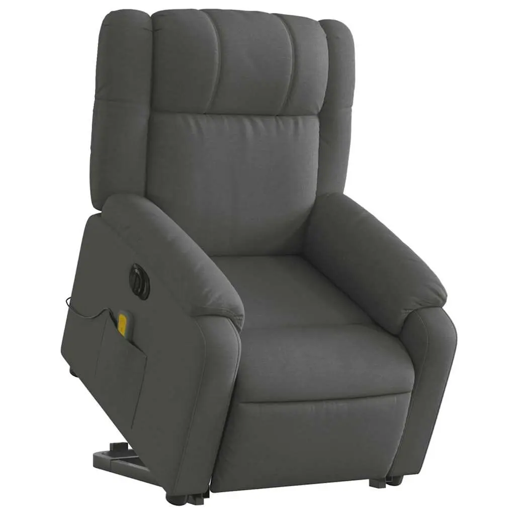 Electric Massage Recliner Chair Grey Fabric Power Lift Vibration 135 Degrees