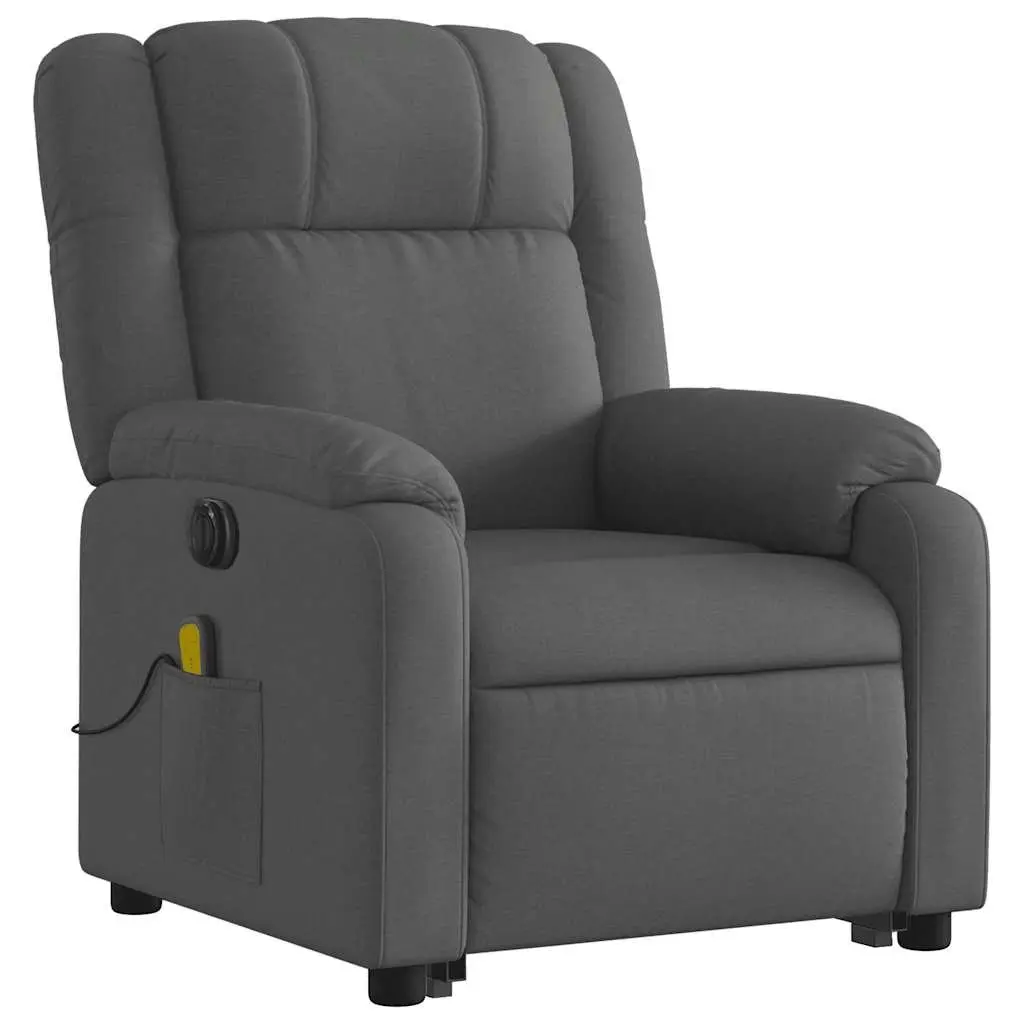 Electric Massage Recliner Chair Grey Fabric Power Lift Vibration 135 Degrees