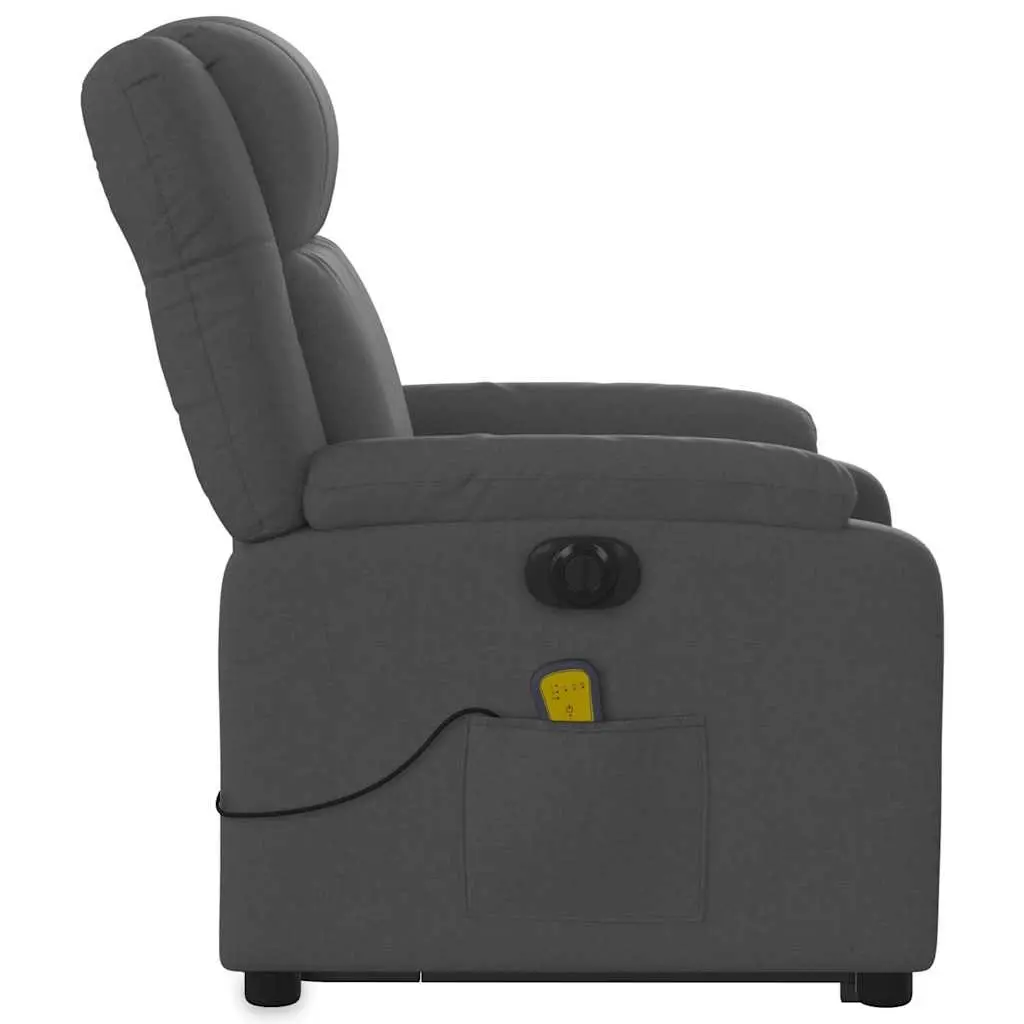 Electric Massage Recliner Chair Grey Fabric Power Lift Vibration 135 Degrees