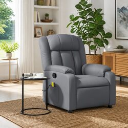 Grey Faux Leather Massage Recliner Chair with Vibration