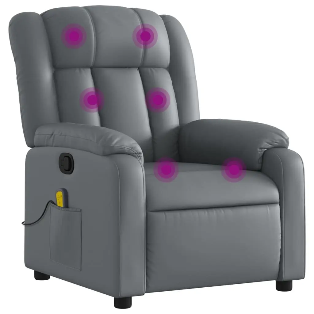 Grey Faux Leather Massage Recliner Chair with Vibration