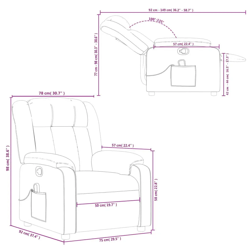 Grey Faux Leather Massage Recliner Chair with Vibration