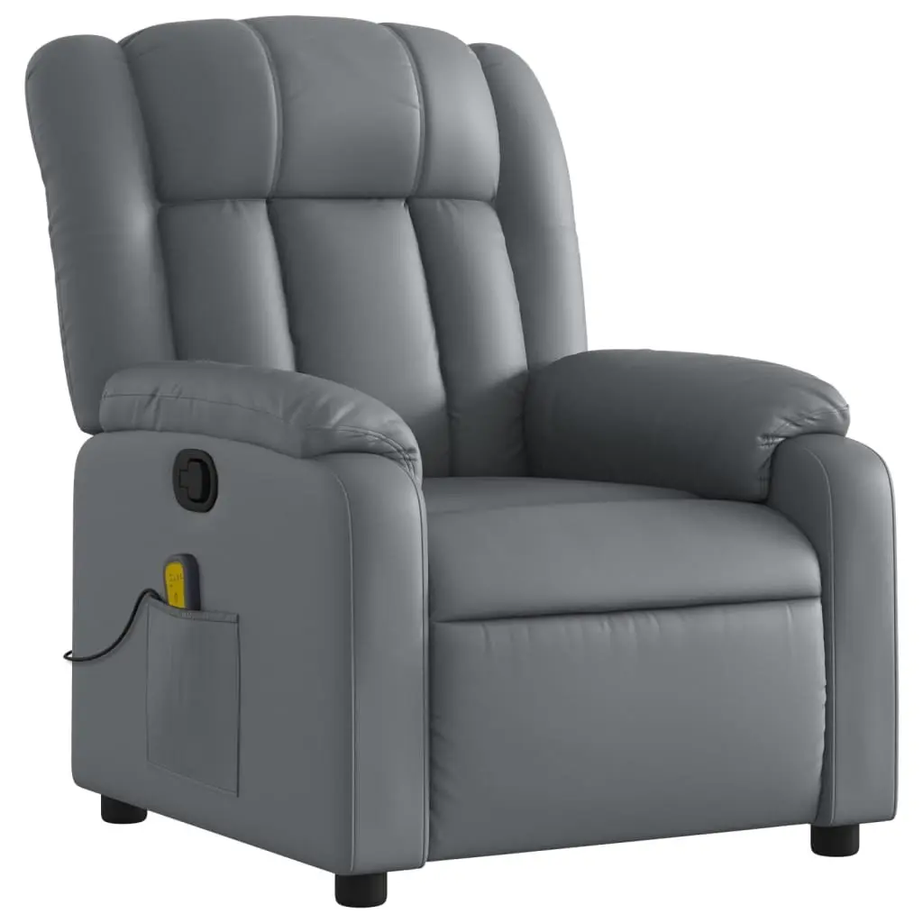 Grey Faux Leather Massage Recliner Chair with Vibration