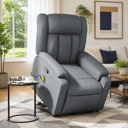 Grey Faux Leather Electric Massage Recliner Chair
