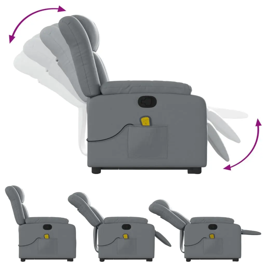 Electric Massage Recliner Chair Grey Faux Leather Adjustable Footrest