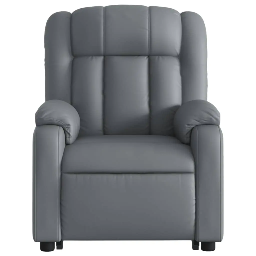 Electric Massage Recliner Chair Grey Faux Leather Adjustable Footrest